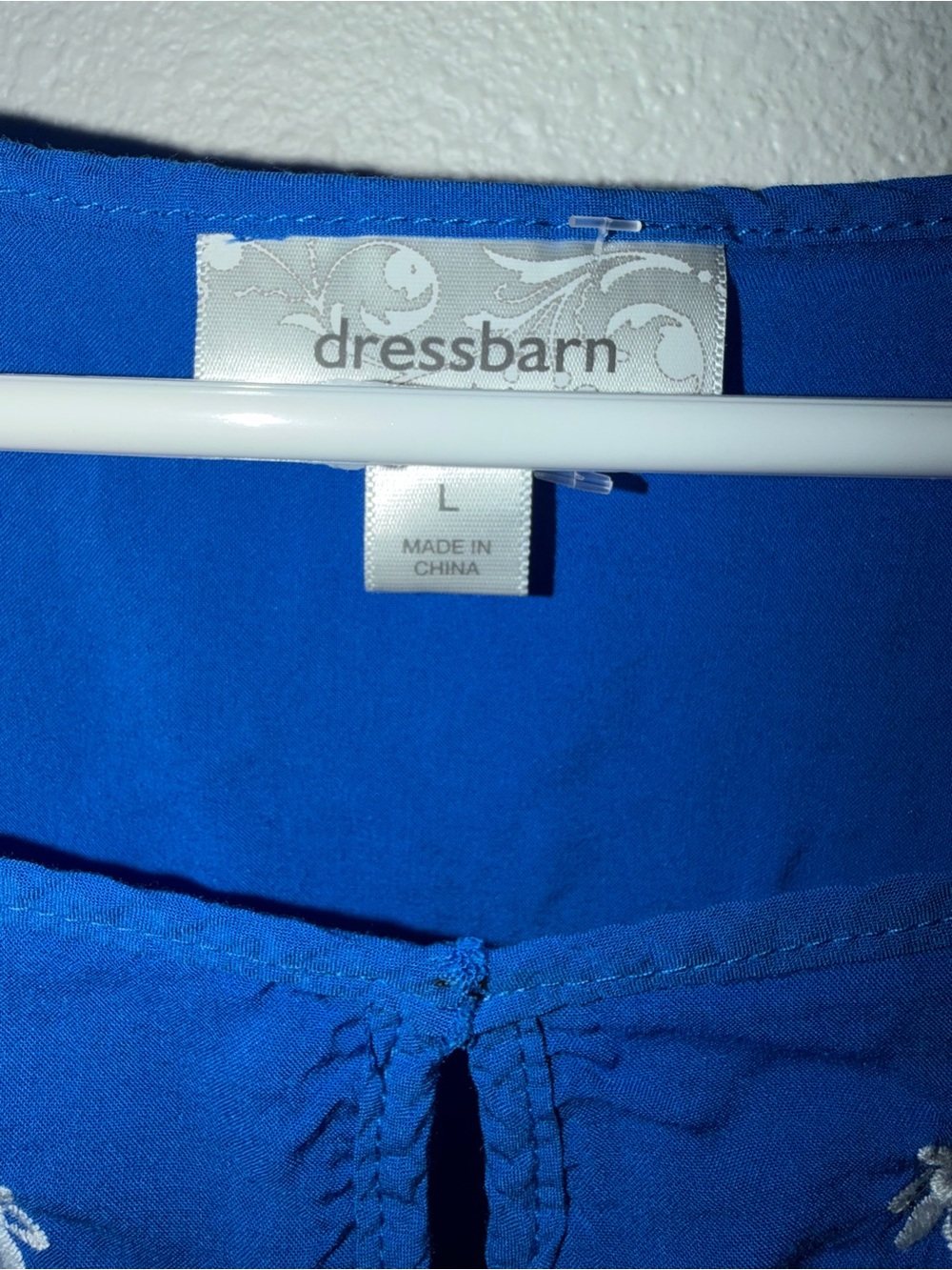 Dress Barn Royal Blue Embroidered Peasant Blouse - Picture 5 of 6